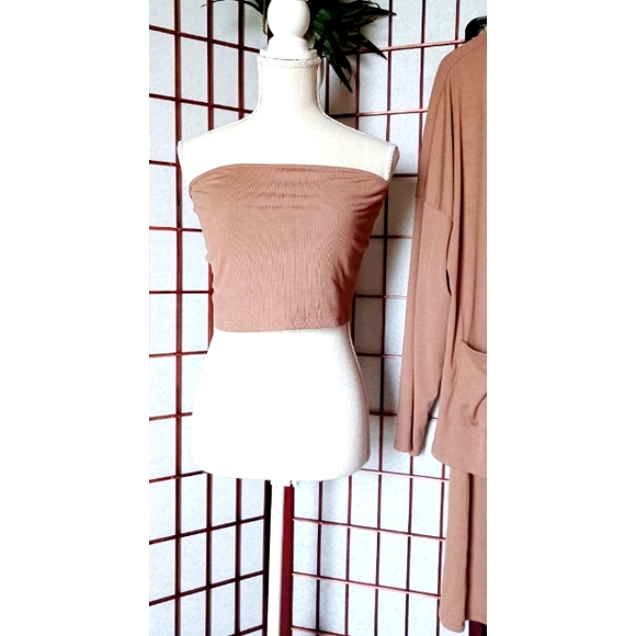 Shein Curve Plus Size Ribbed Open Edit 3-Piece So Soft Rib Cardigan Lounge Set - Picture 15 of 16